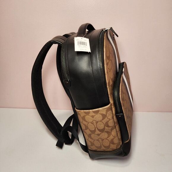 NWT Coach C3230 Graham Backpack In Blocked Signature Canvas Varsity Stripe Bag - Picture 2 of 7